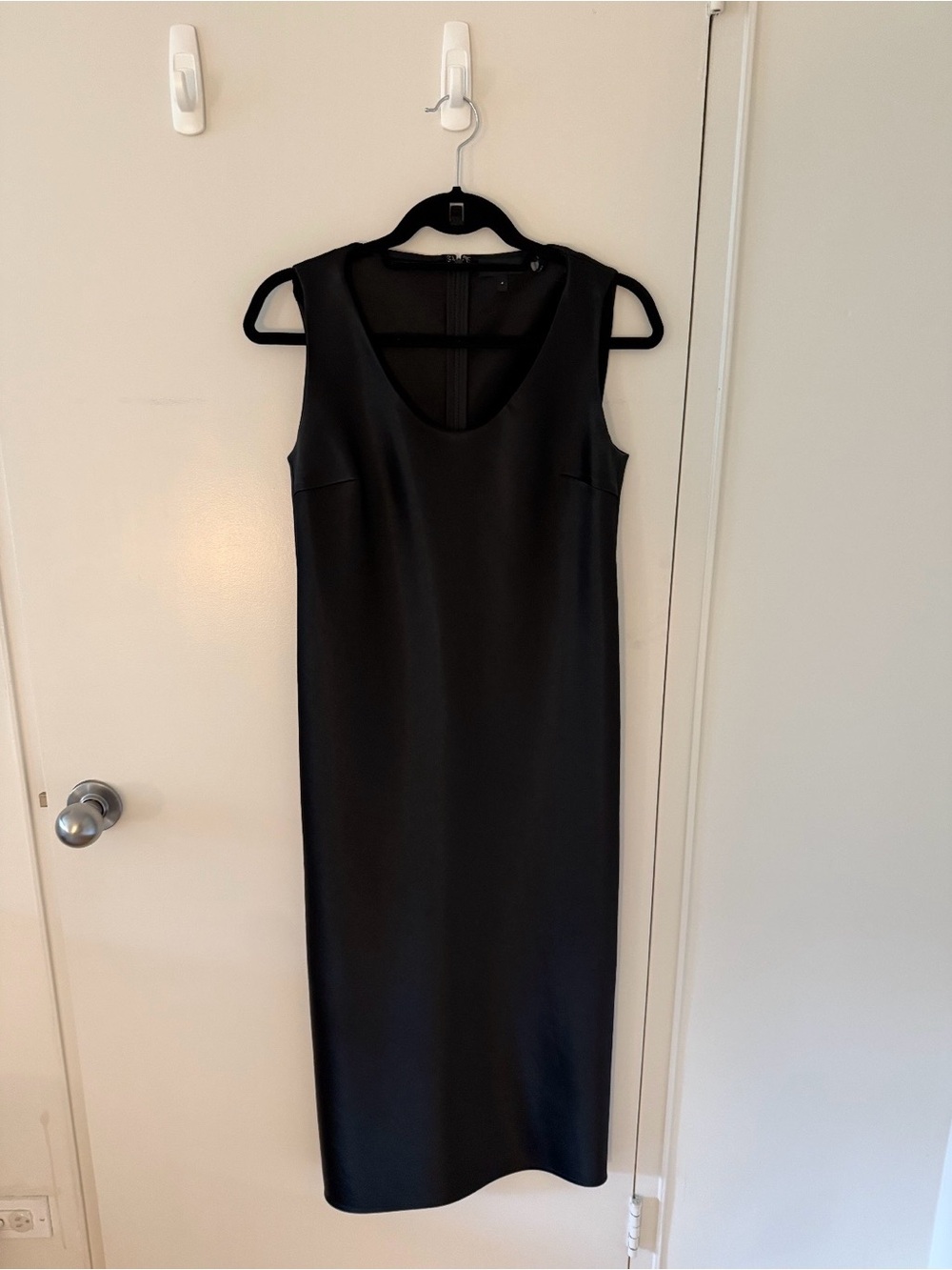 Theory Black Sleeveless Midi Dress with Scoop Neck